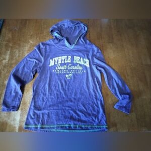 Prarie Mountain Myrtle Beach SC Long Sleeve, Hooded T-Shirt. Purple & Lime. 6/8